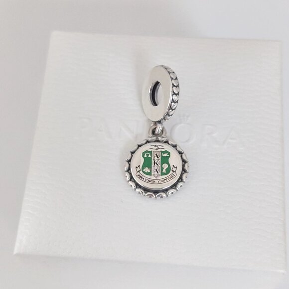 Pandora AKA Dangle Charm Alpha Kappa Alpha Sorority Charm S925 Silver with box - Picture 10 of 10